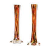 Duo of soliflores in mouth-blown glass