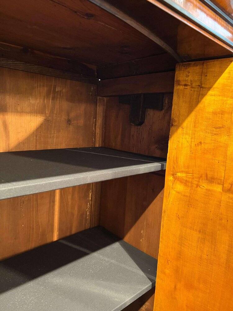 Biedermeier Armoire, Walnut Veneer, Full Columns, Austria/Vienna around 1825