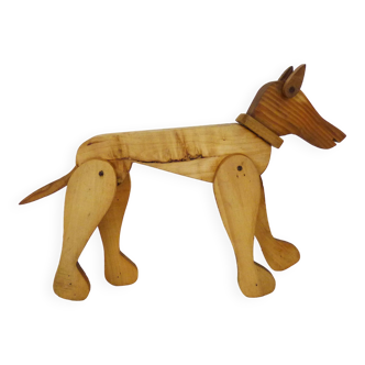 Jouet chien articulé en bois. Années 40