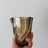 Twisted smoked glass vase