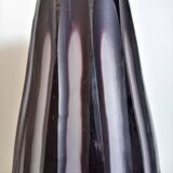 Vase Art Déco en verre épais taillé à la main en traits verticaux irréguliers H30