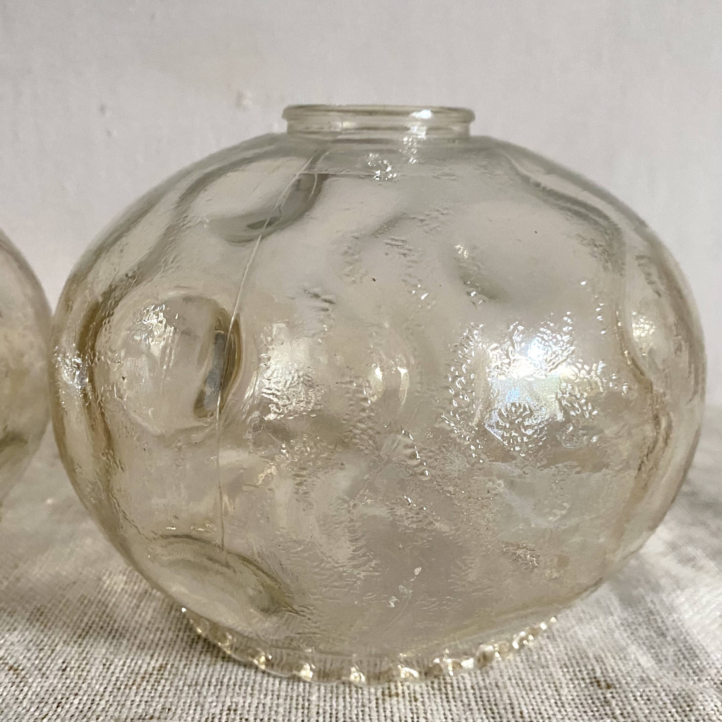 Vintage molded glass lampshade, molded glass globes