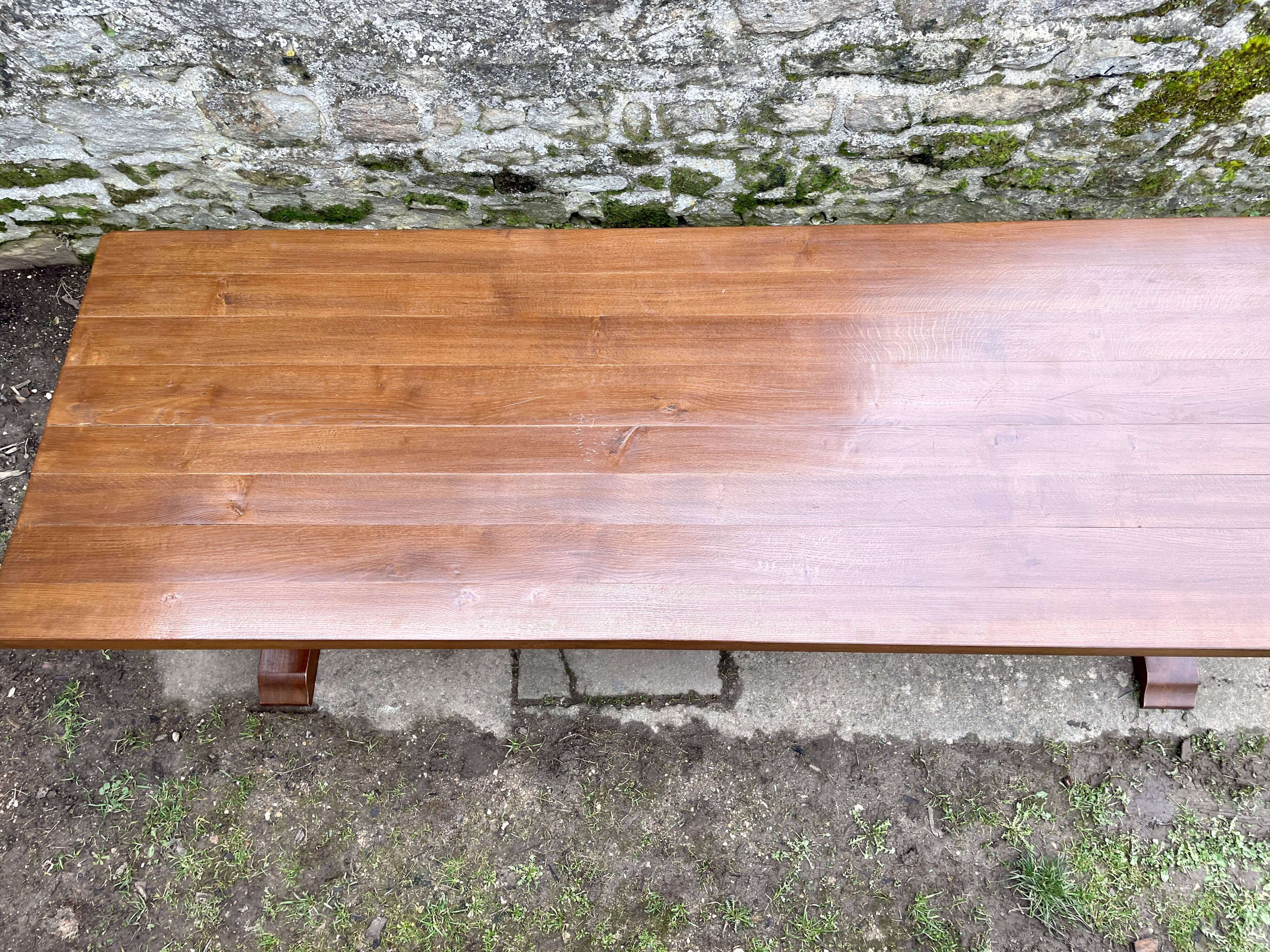 Monastery table and its two solid oak benches from 1950.
