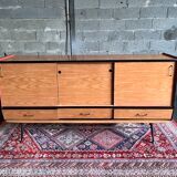 Vintage formica sideboard with sliding doors