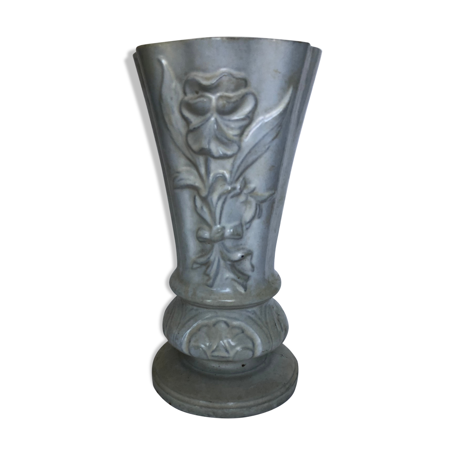 Ancient enamelled cast iron vase