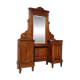 Walnut dressing table with mirror, storage and marble.