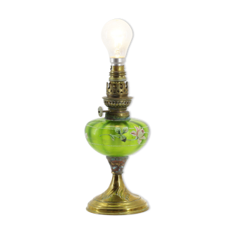 Old painted glass lamp foot