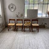 Set of 4 elm straw chairs from the 50s