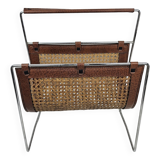 Italian Magazine Rack with Rattan, 1980's
