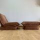 Vintage armchair and ottoman, brown velvet, Switzerland 1960