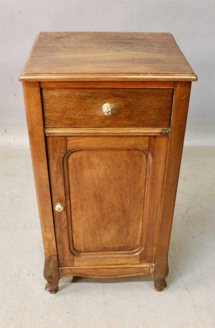 Art nouveau walnut bedside table