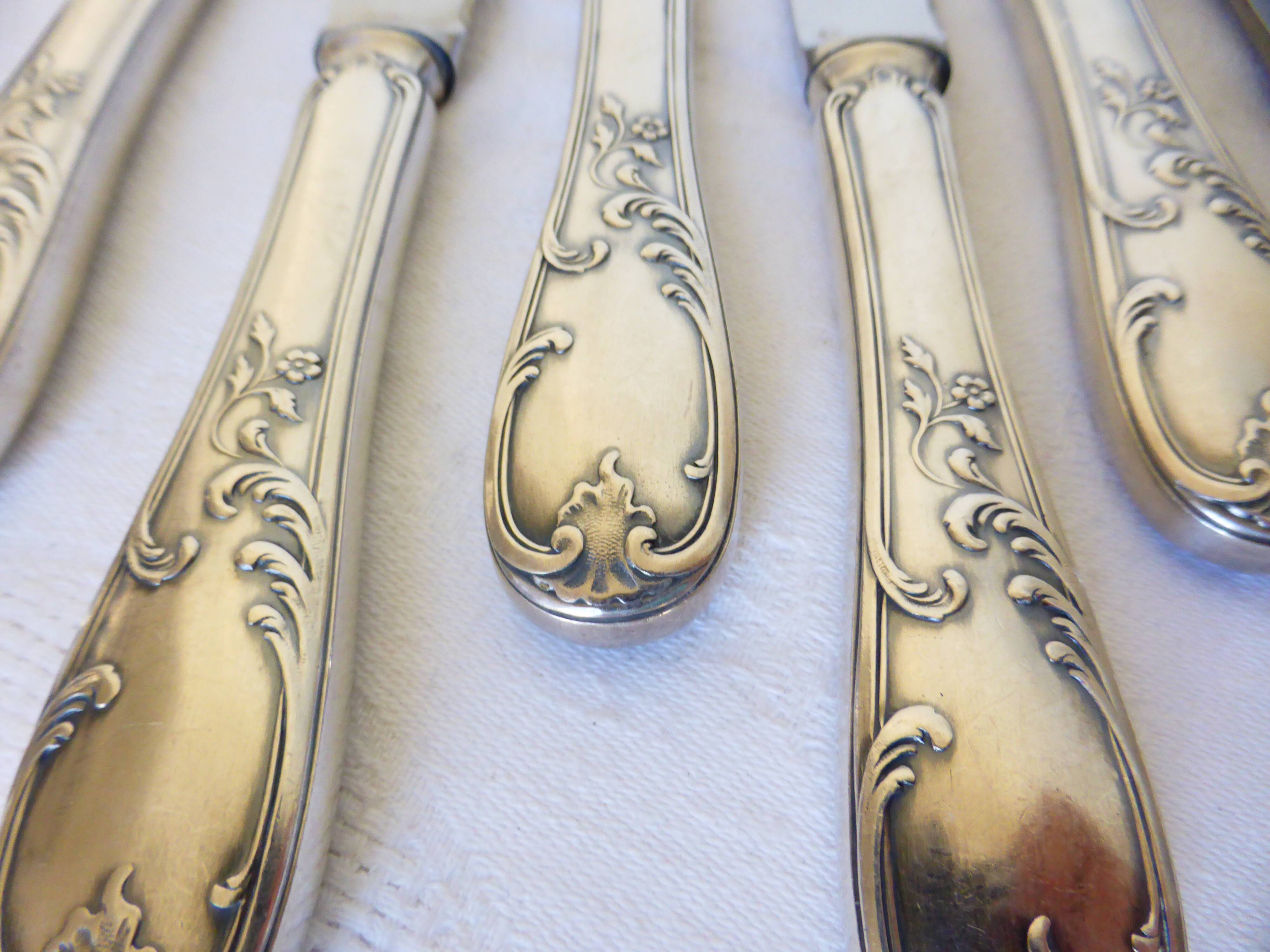 6 vintage knives in English silver metal hallmarked 2106273