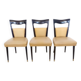 Set of Six Beige Skai Dining Chairs Ascr. to Melchiorre Bega, Italy
