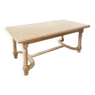 Large rectangular table with two oak extensions