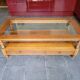 Table basse 2 tiroirs en merisier massif et verre