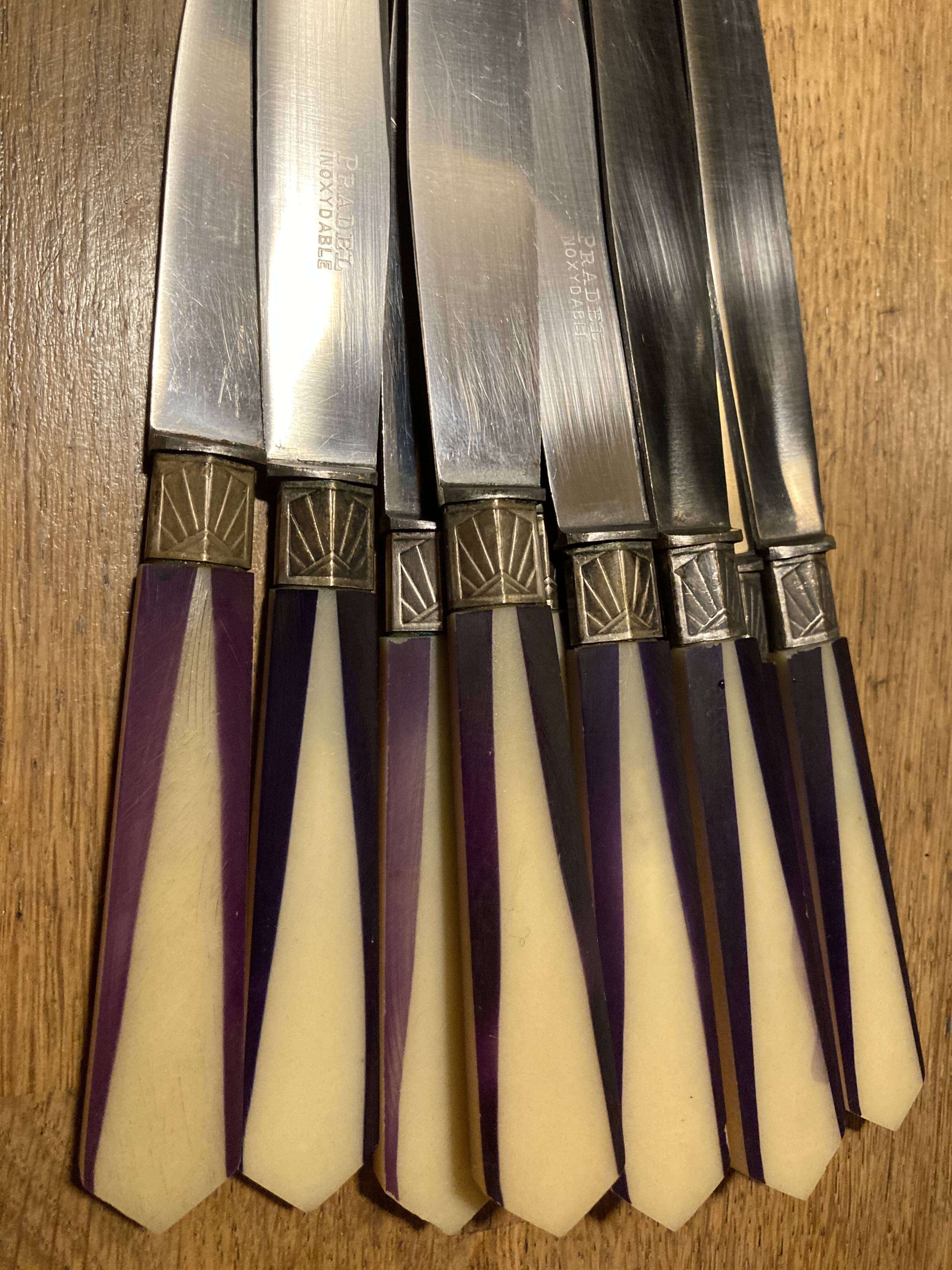 Lot of 10 two-tone art deco knives