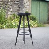 Set of 4 bar stools, metal and imitation leather stool, high stool