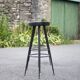Set of 4 bar stools, metal and imitation leather stool, high stool