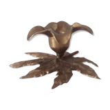 Candlestick old flower in solid brass