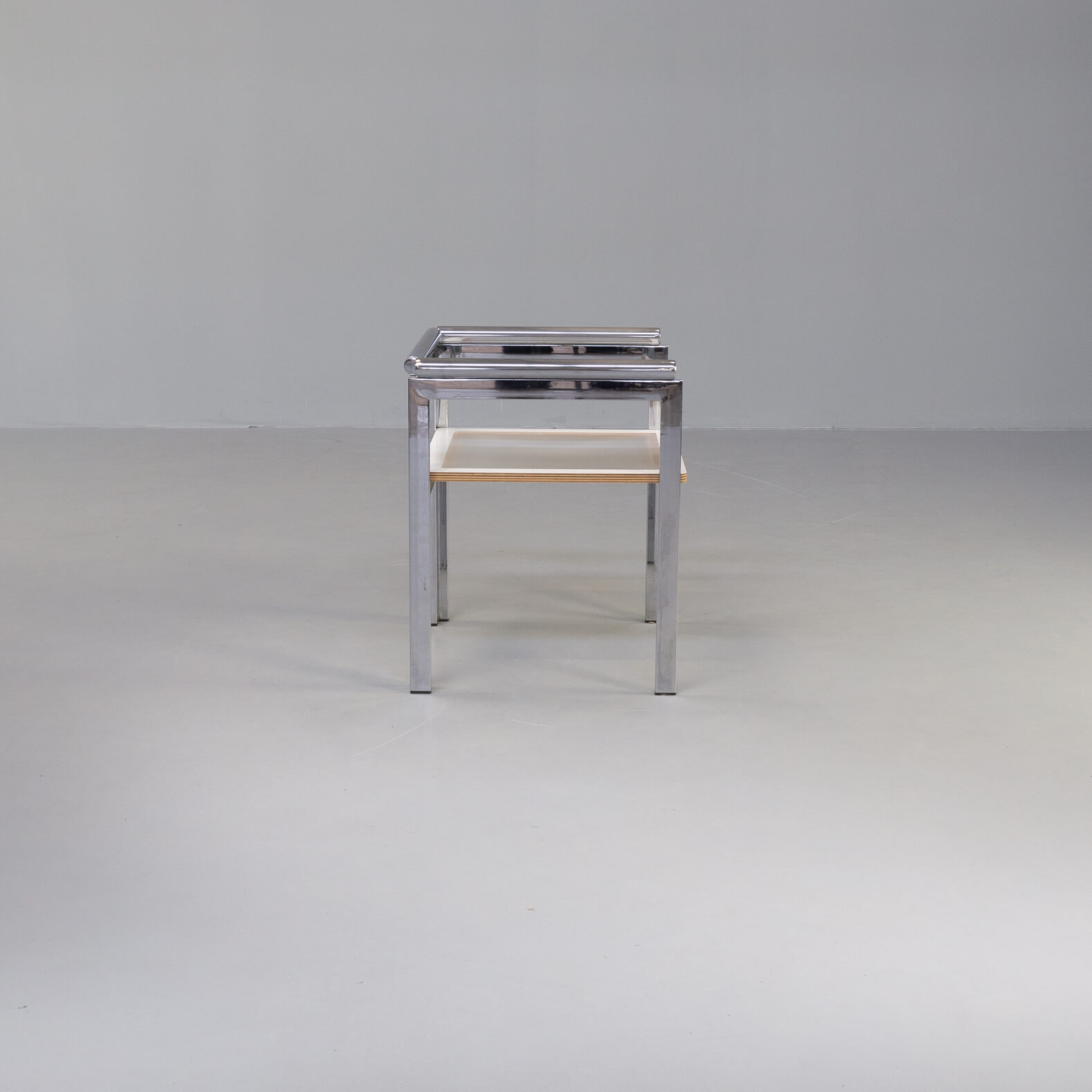 70s chrome plated square design dining chair for Zevi set/4