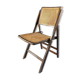 Vintage wooden folding chair with 1960 rattan seat and back