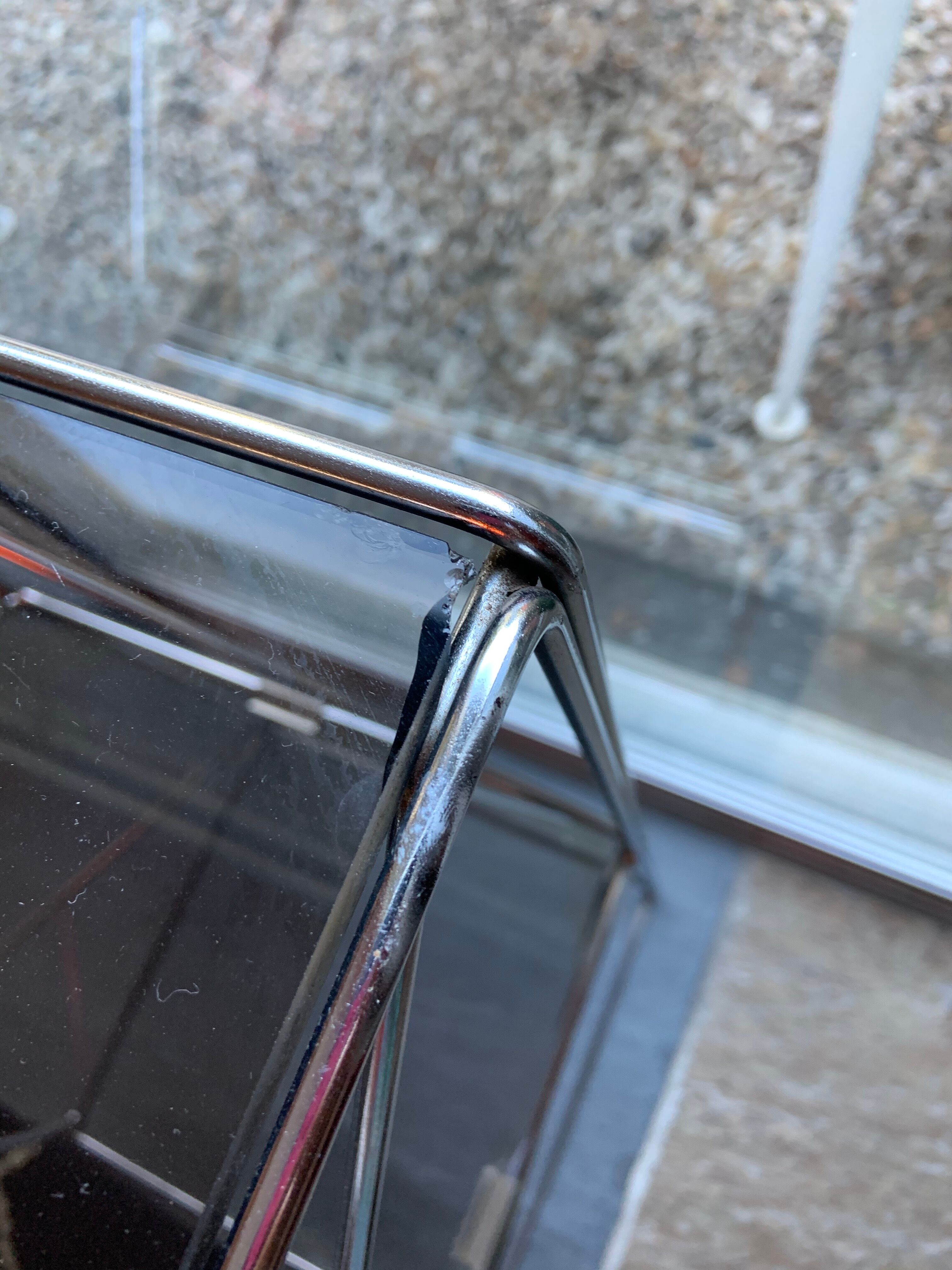 Chromium metal and glass side table 1970s