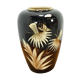 Porseleinen  vintage zwarte vaas Foreign, Scheurich, met gouden details en graan