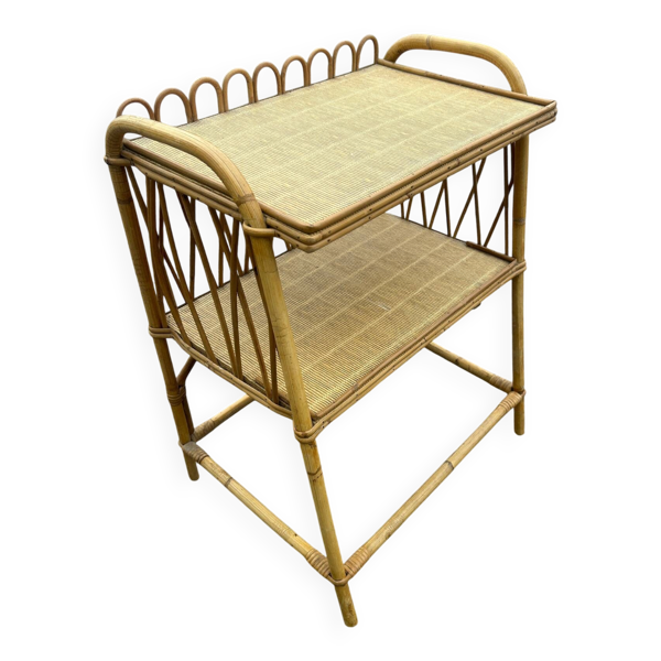 table d'appoint en rotin et osier  1970