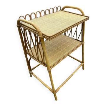 table d'appoint en rotin et osier  1970