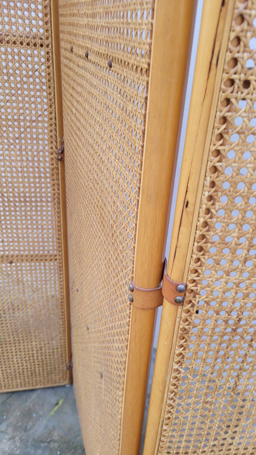 Vintage wicker claustra screen - 1950s