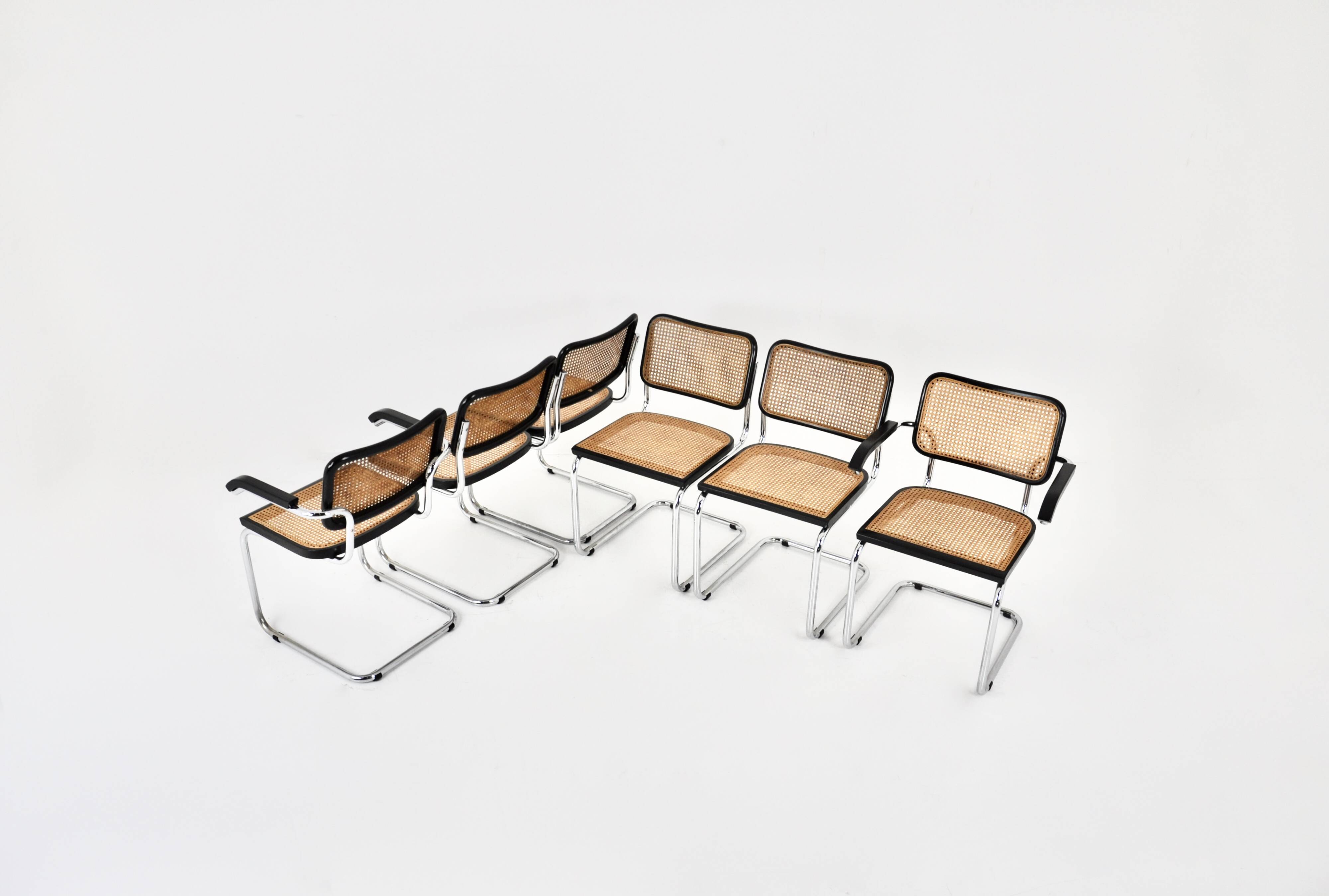 Ensemble de 6 chaises de salle à manger style B32 par Marcel Breuer