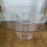 70s beveled glass and plexiglass table
