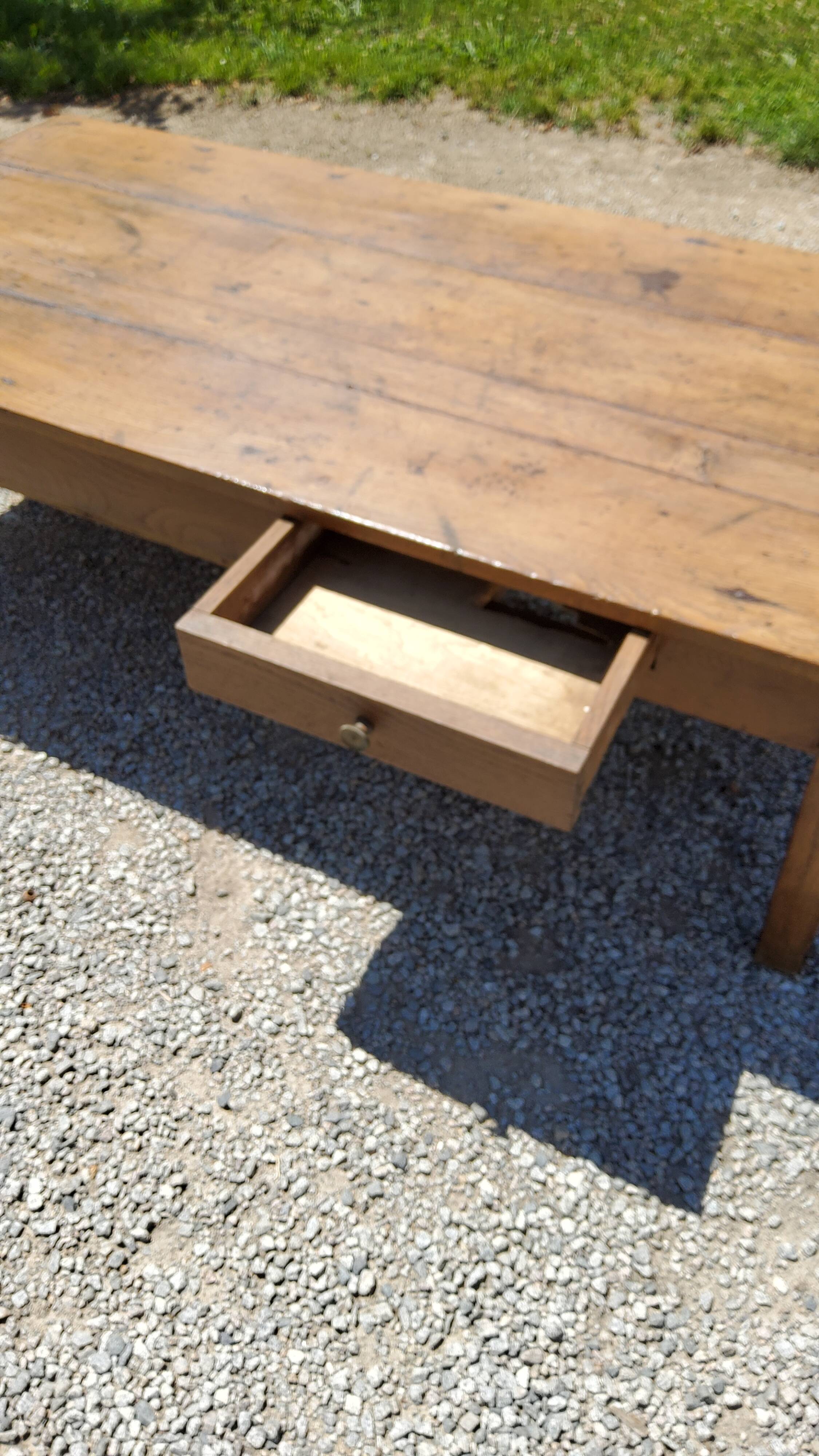 Oak farmhouse coffee table nineteenth century 160cm 2 drawers