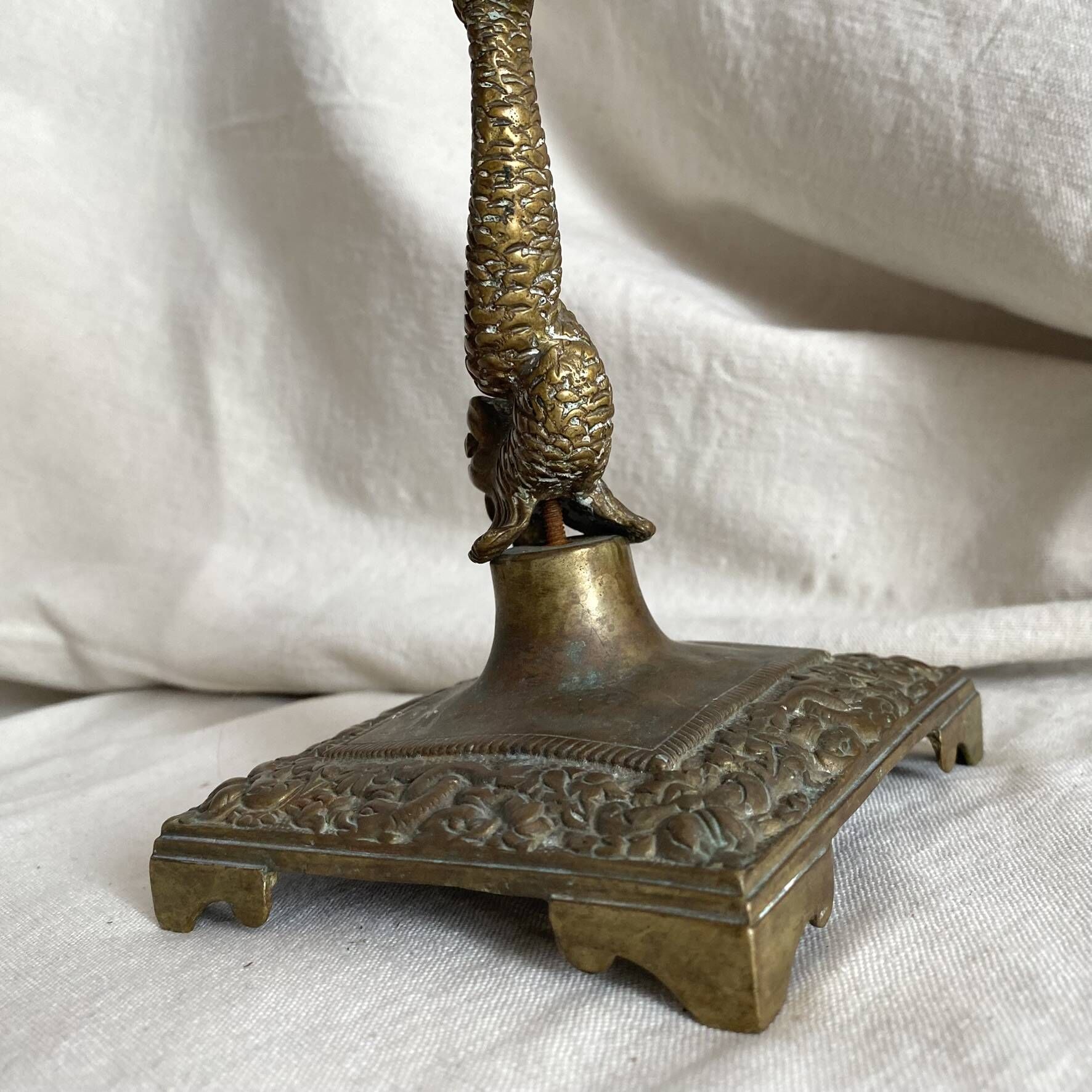 Antique dolphin candlestick from the 19th century, fish candlestick.