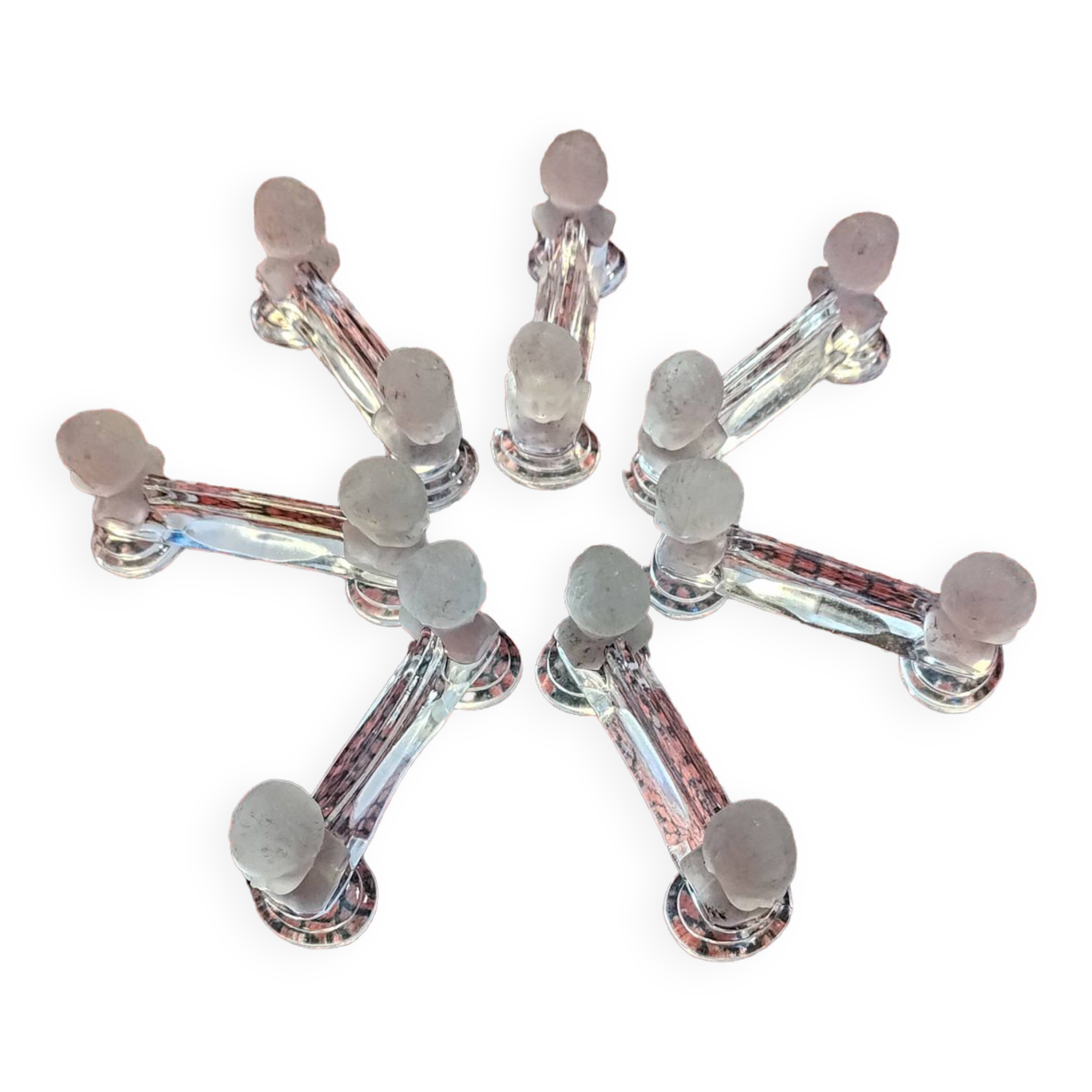 Set of 7 Baccarat Houdon crystal knife holders