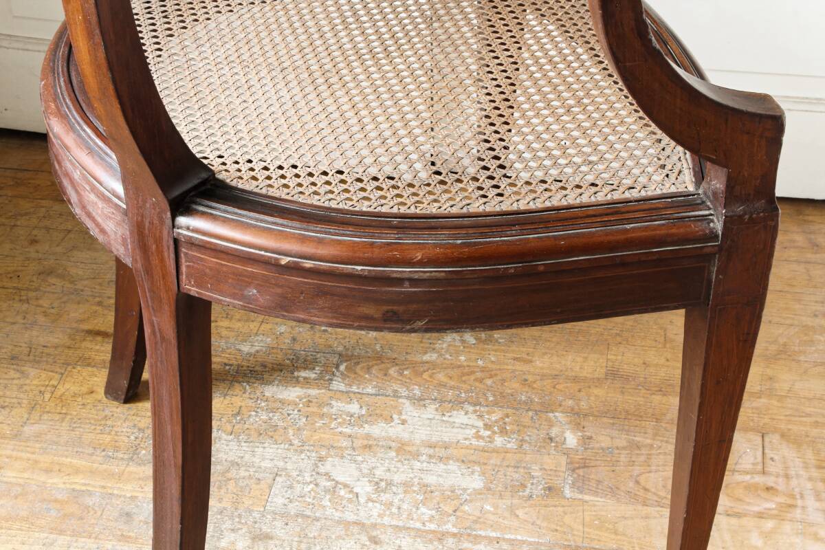 Empire style mahogany caned office chair