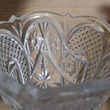 Large vintage pressed glass vase, an impressive and very decorative piece.