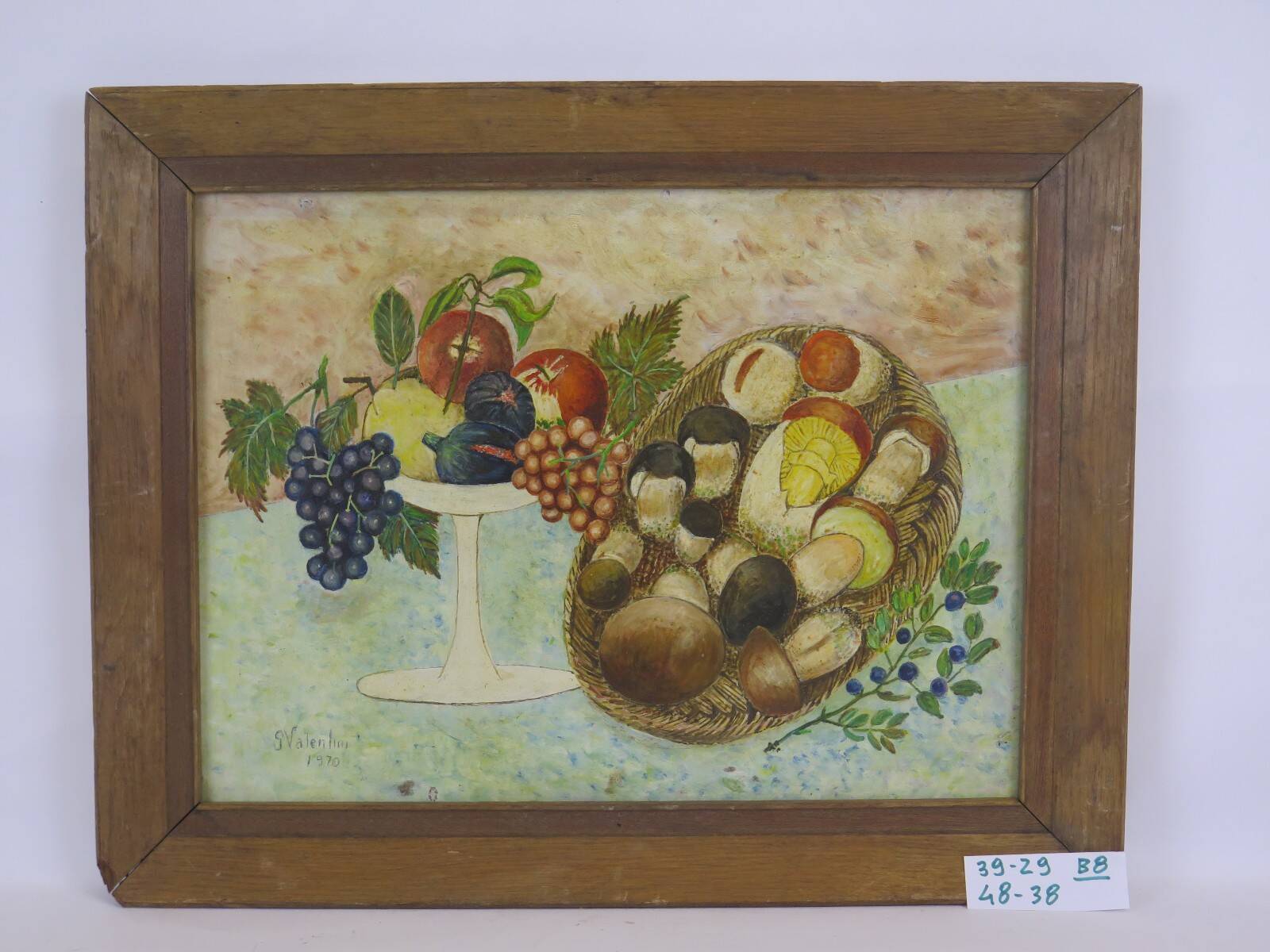 Oil painting still life signed and dated, painted on board with frame B8