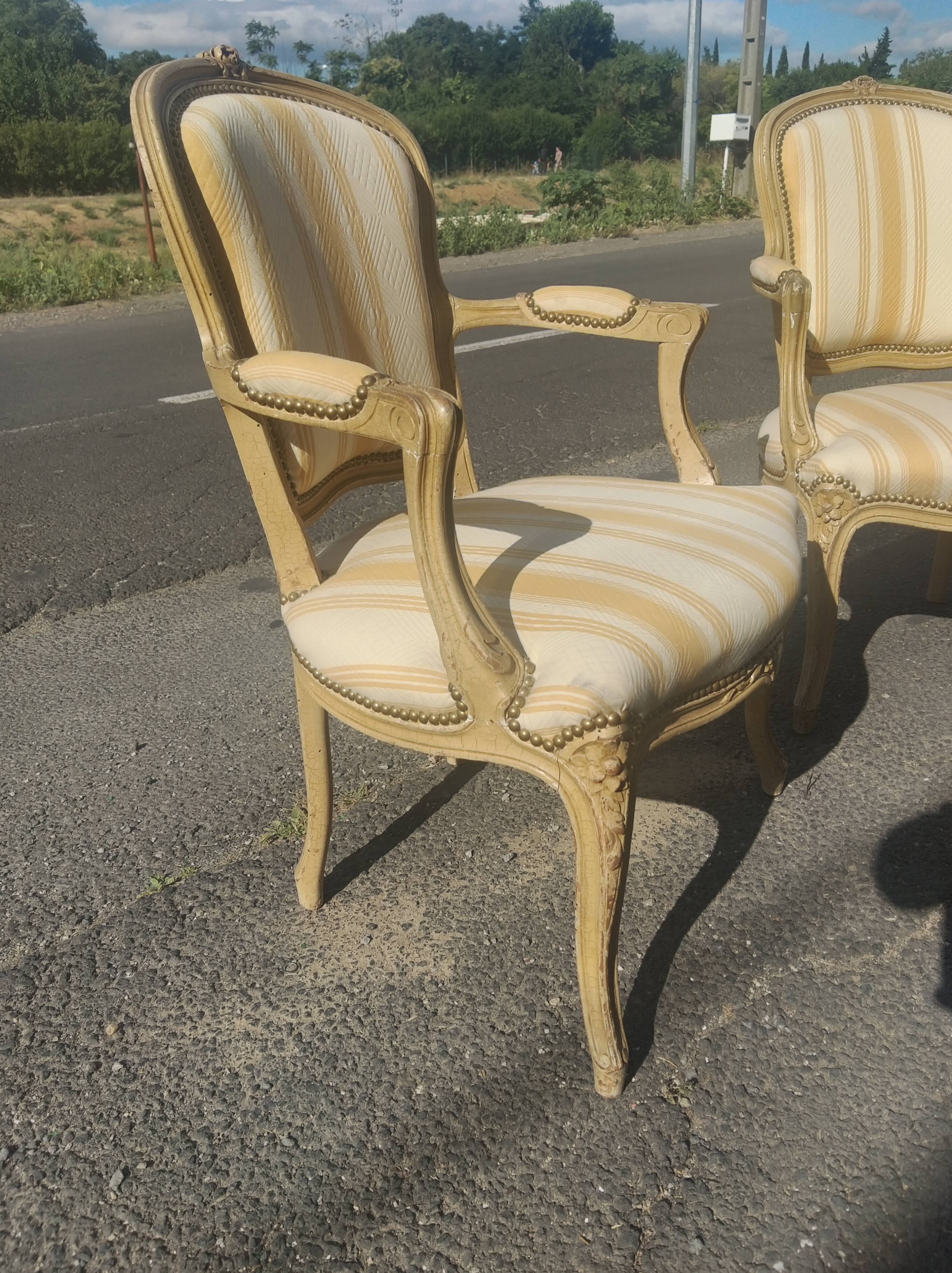 Pair of Louis XV style convertible armchairs