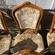 8 cherry wood chairs in Louis XV style with velvet upholstery.