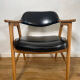 Scandinavian armchair by Erik Kirkegaard in oak and leather, 1960s