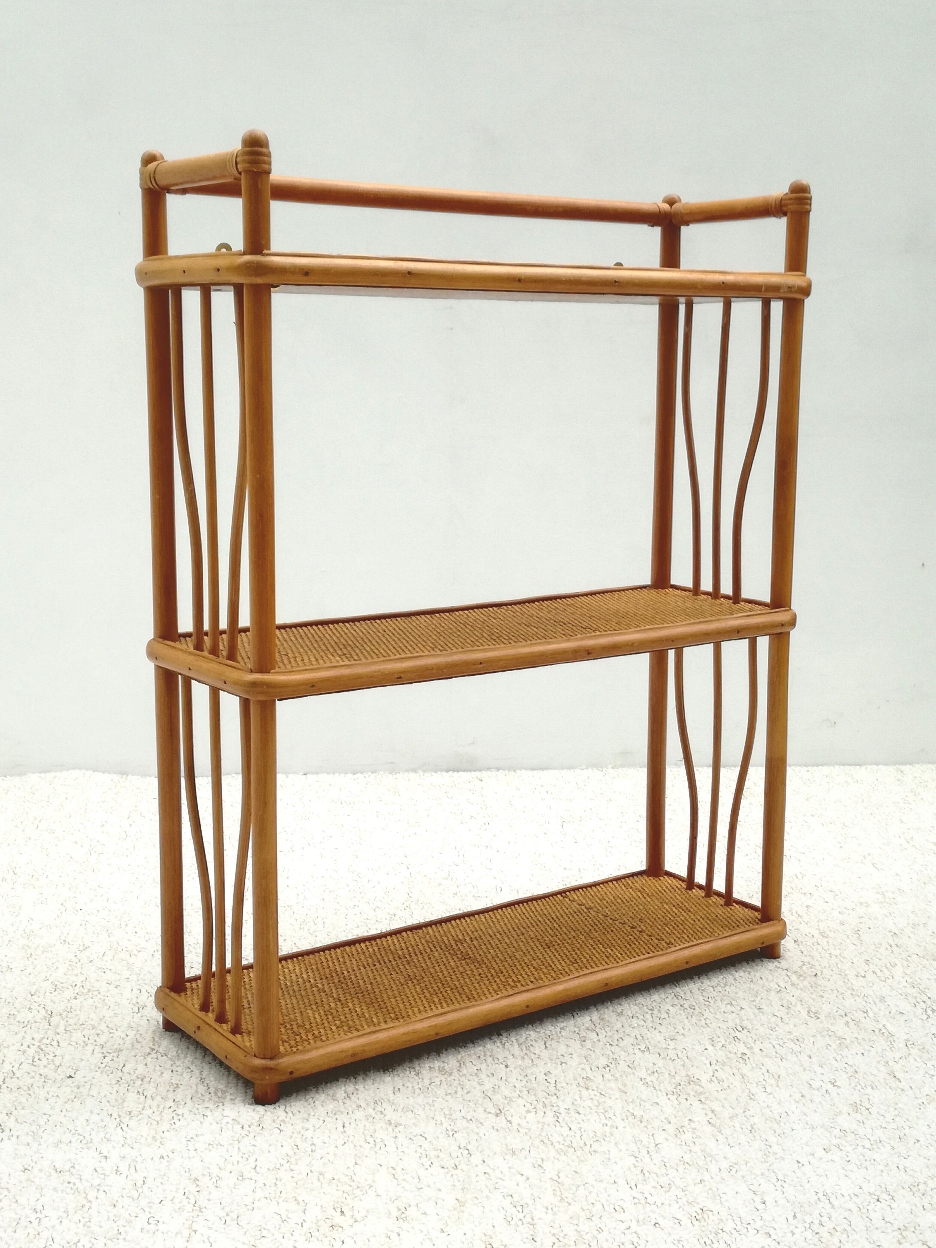 Vintage rattan wall shelf