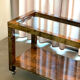 Bar cart desserte goat skin vellum