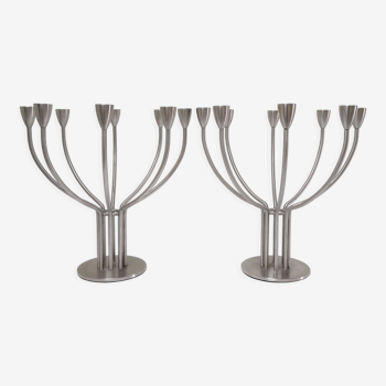 Pair of metal candlesticks model Stockholm design Hagberg Ikea vintage