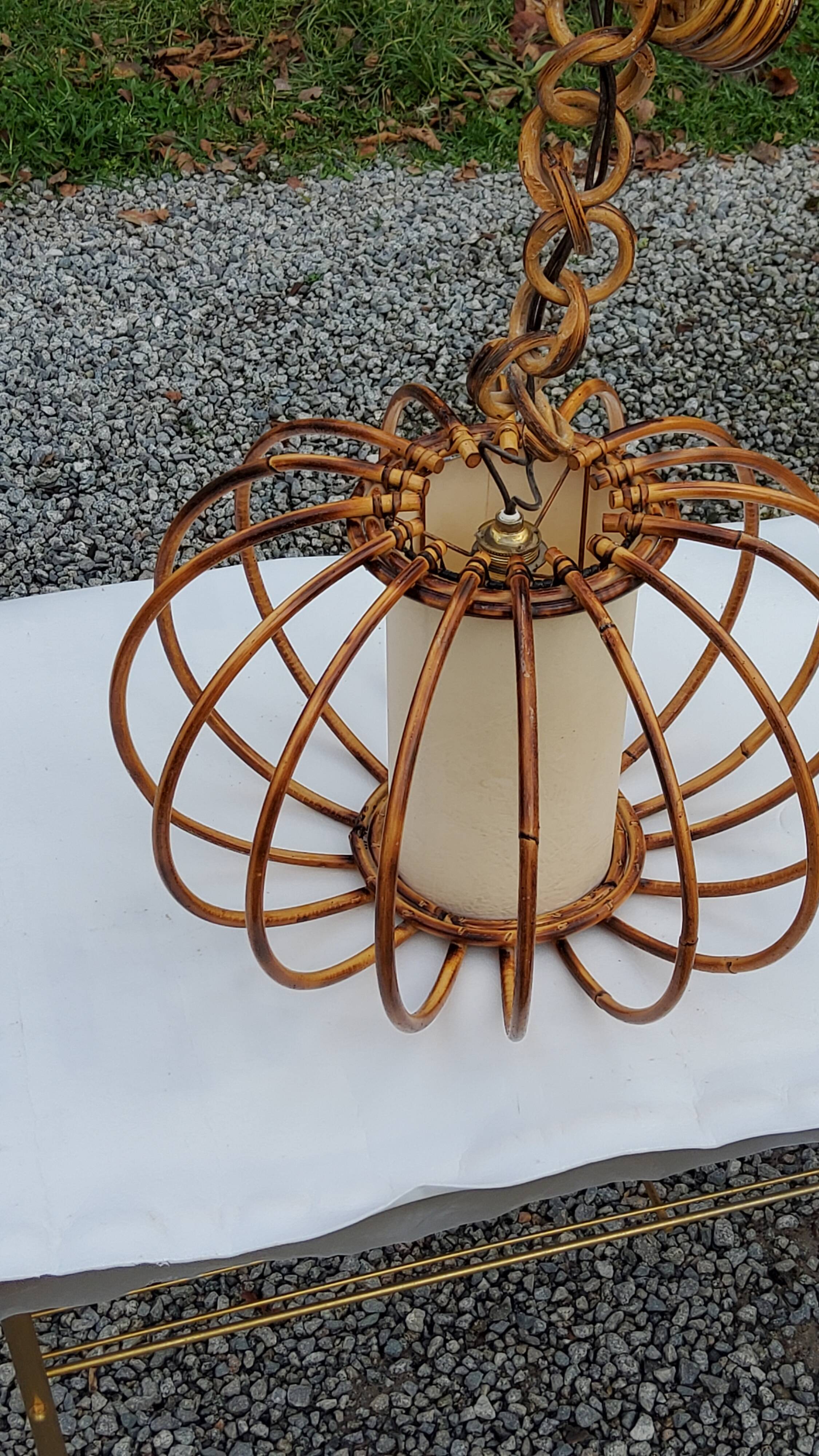 70s rattan pendant light