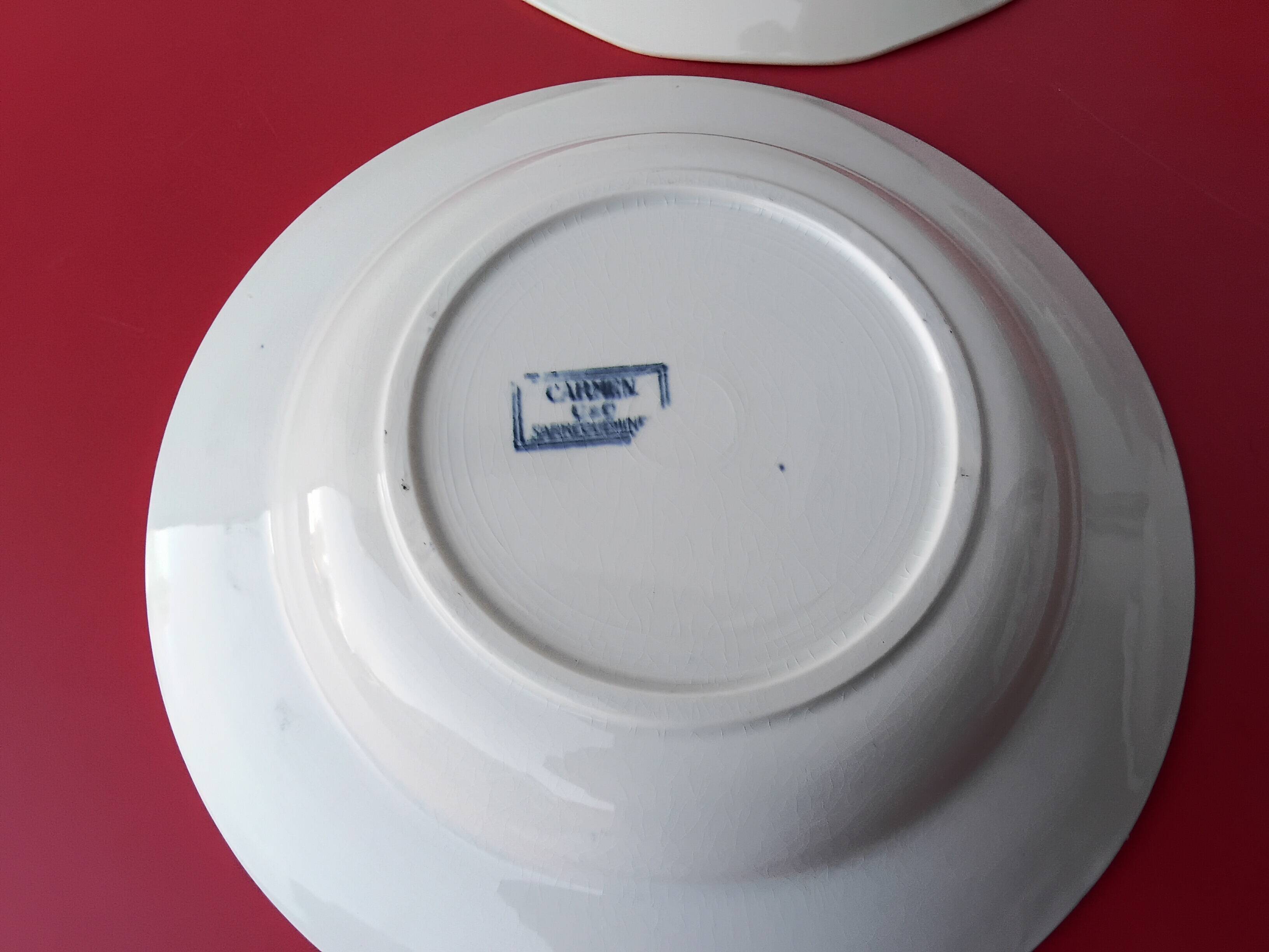 Set of six mismatched antique soup plates