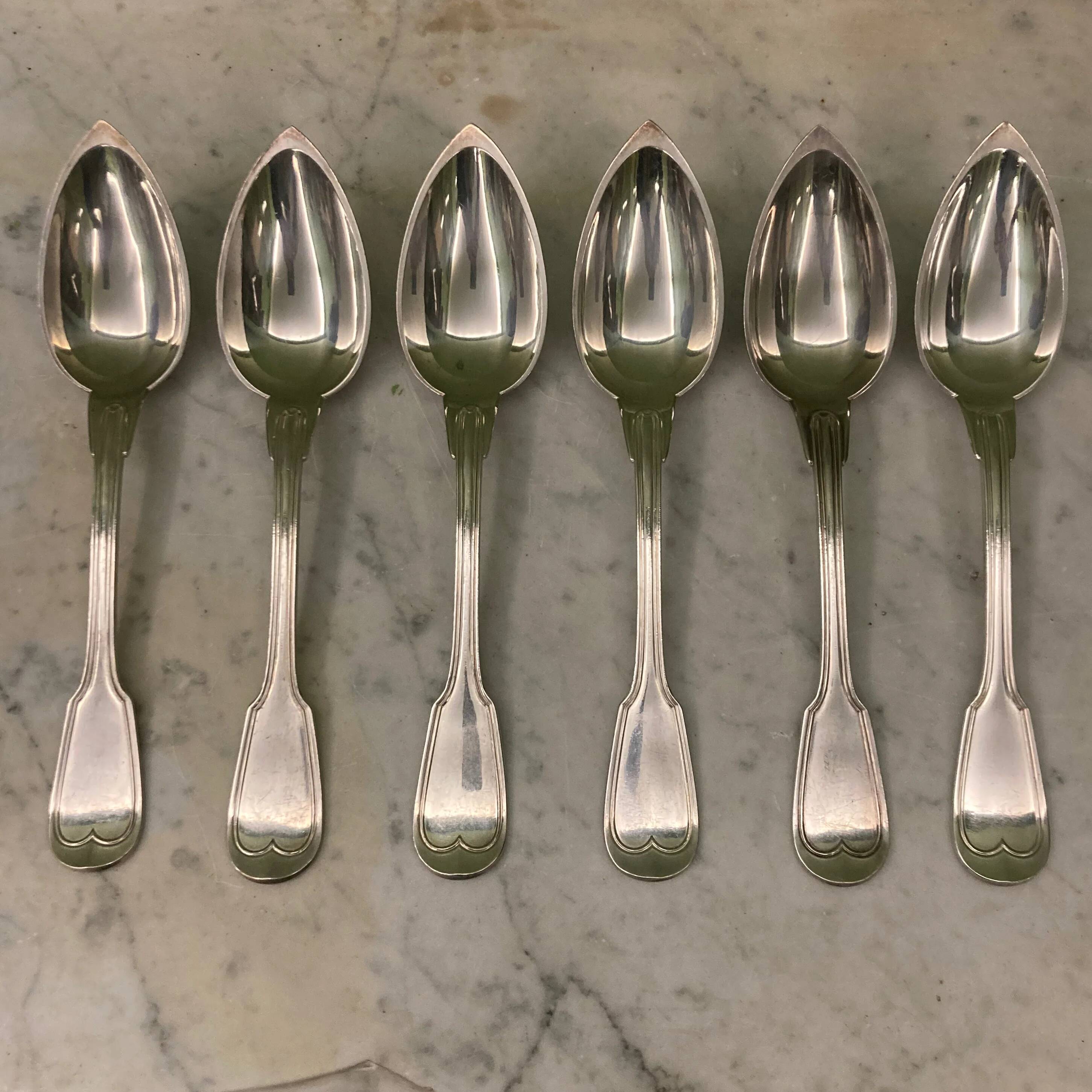 Charles Christofle 6 soup spoons model Chinon