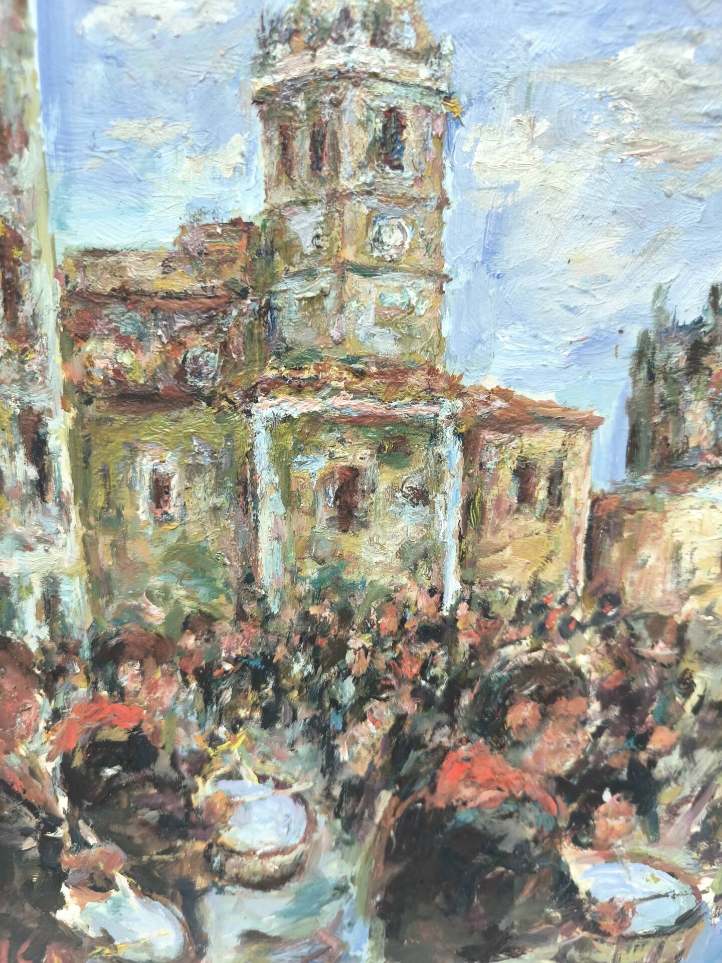 Impressionist Oil Painting on Wood – Semana Santa Tamborada