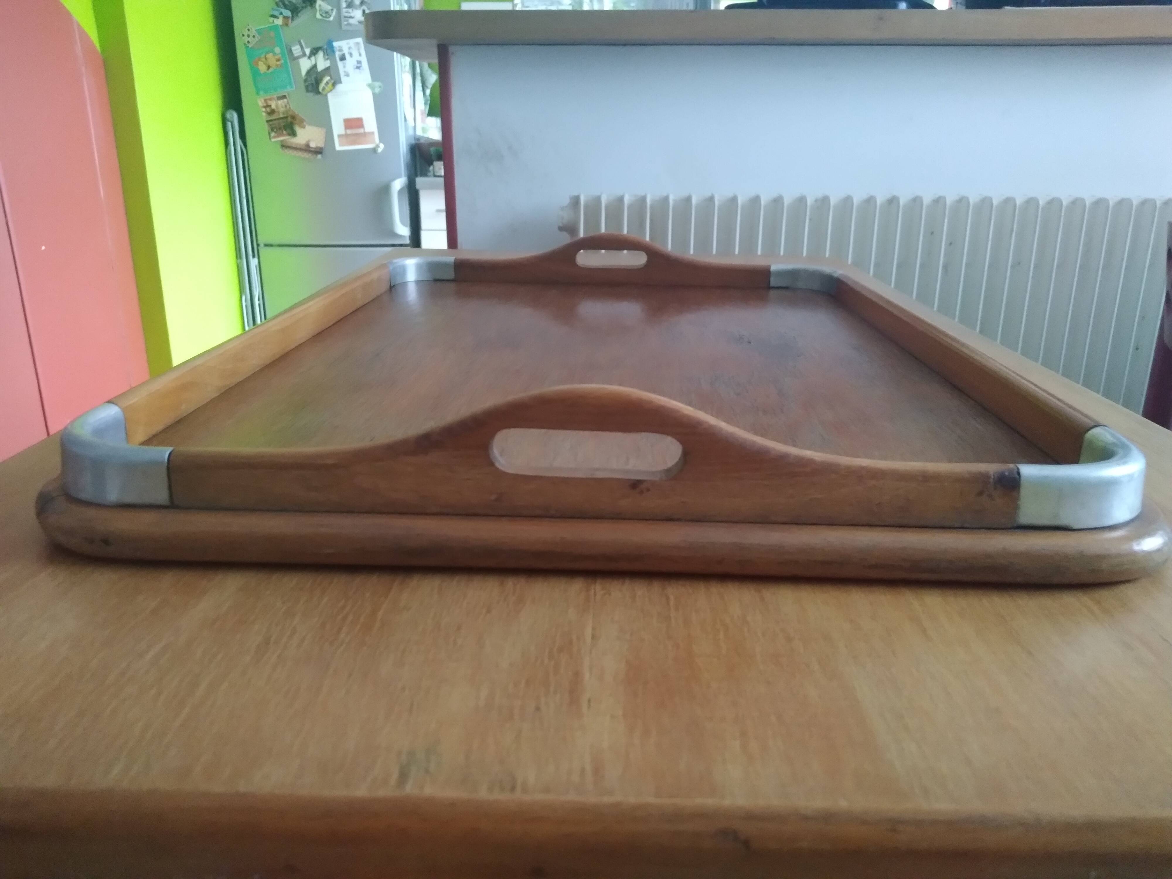 Wood and metal tray 50s
