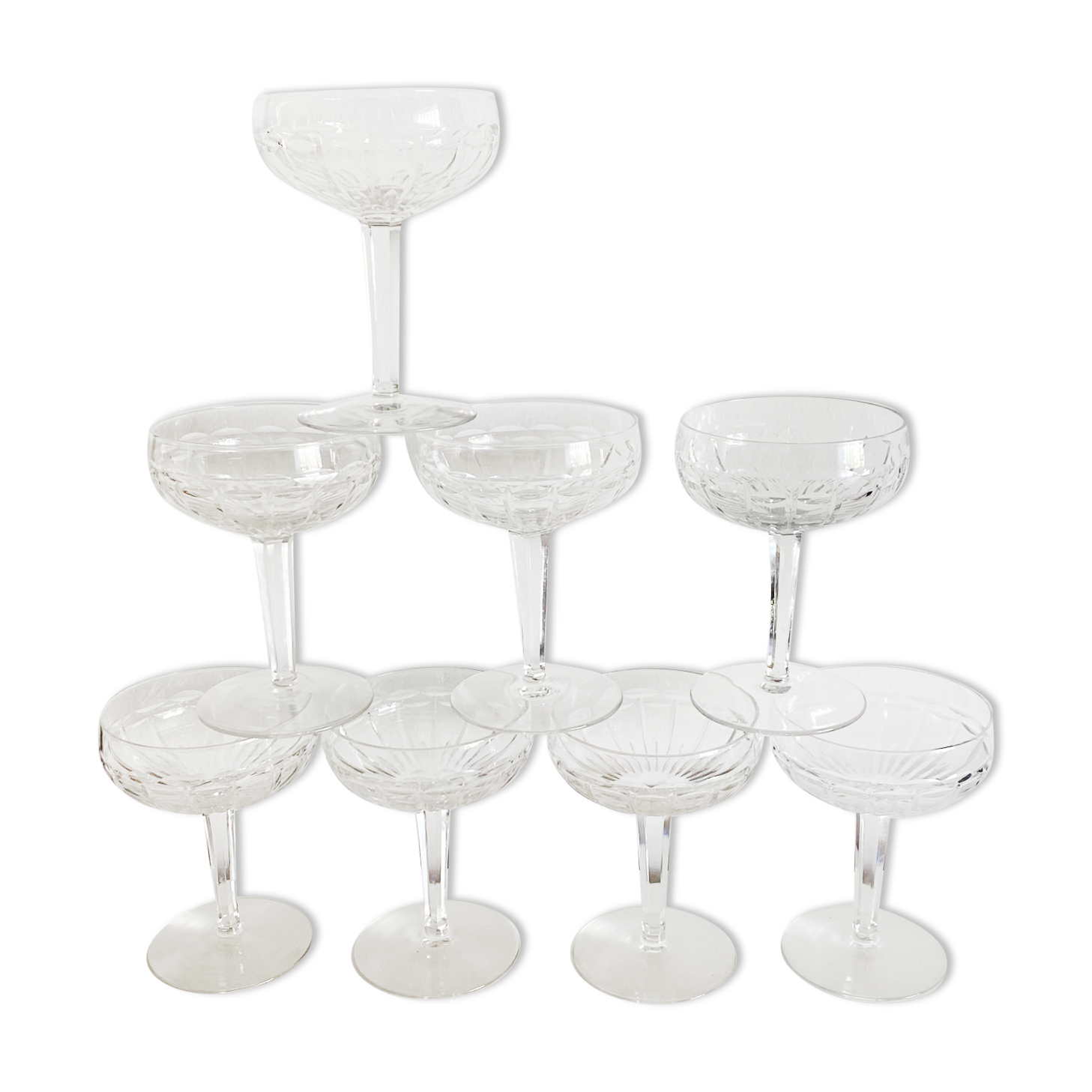 Set of 8 Crystal champagne glasses